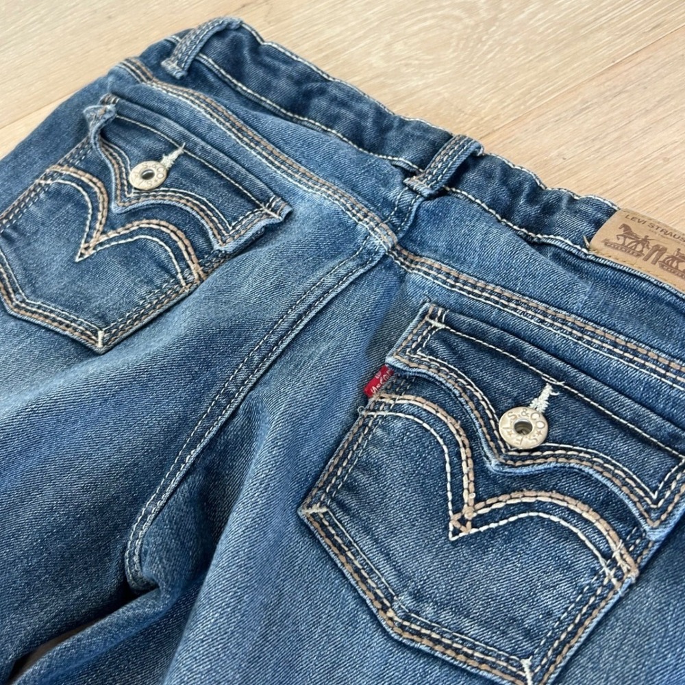 Levis Girls Skinny Jeans Medium Wash Blue Adjustable Waist Size 14 REG - Picture 9 of 10